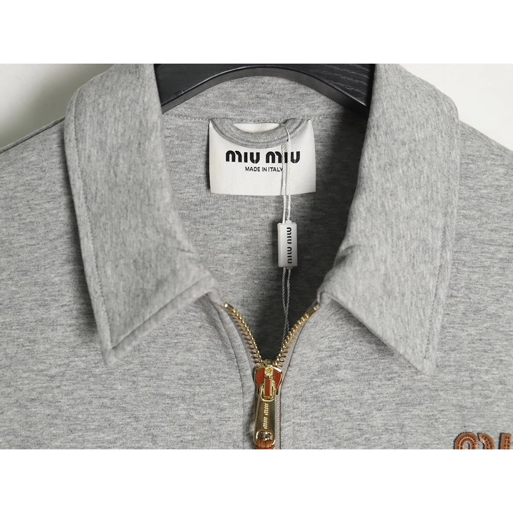 Miu Miu lettering patch zipup jacket,Cheap Replica Reps Miu Miu