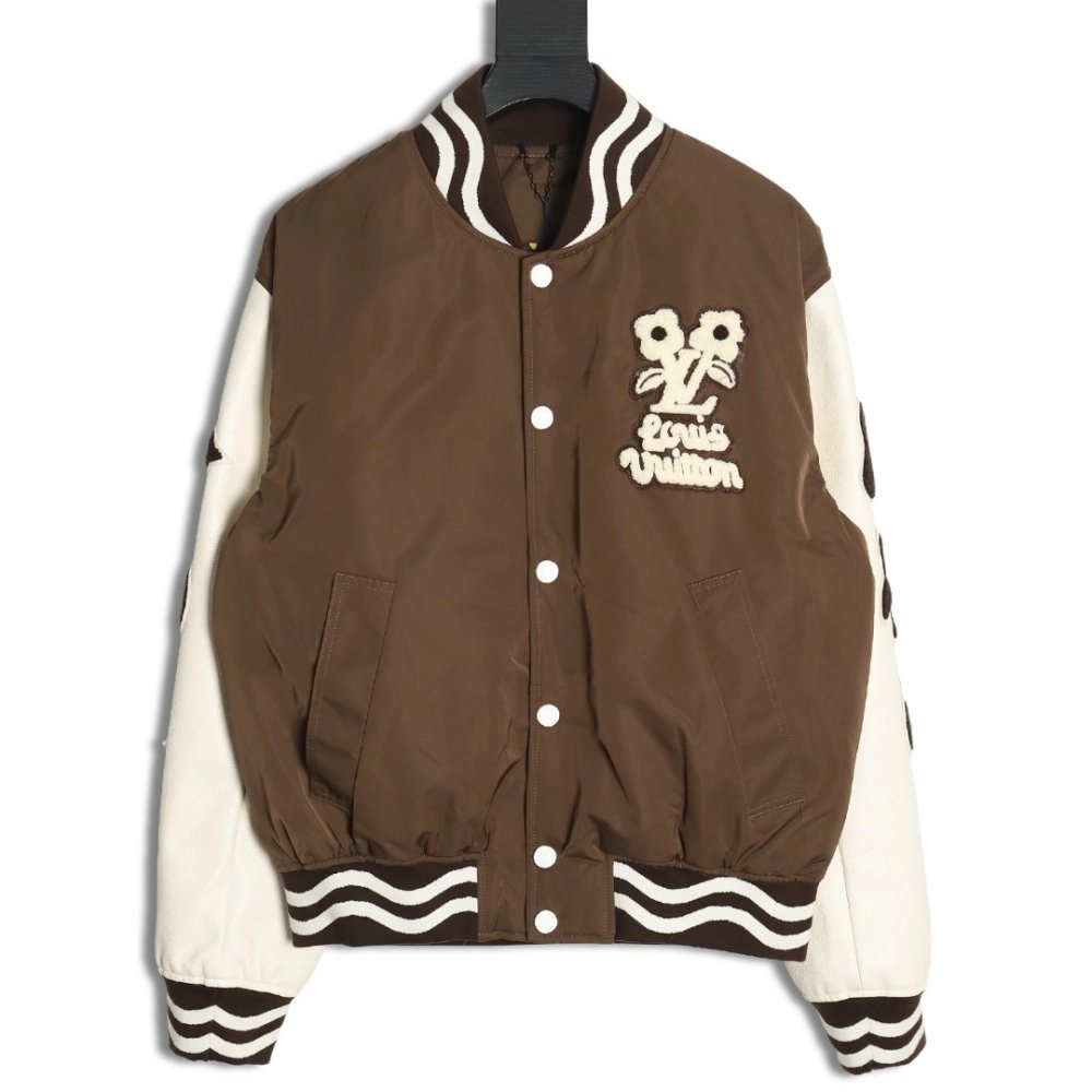 Louis Vuitton floral patch baseball jacket,Cheap Replica Reps Louis Vuitton