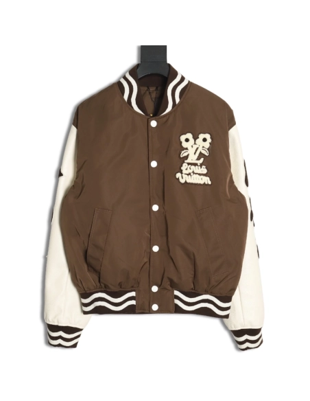 Louis Vuitton floral patch baseball jacket,Cheap Replica Reps Louis Vuitton