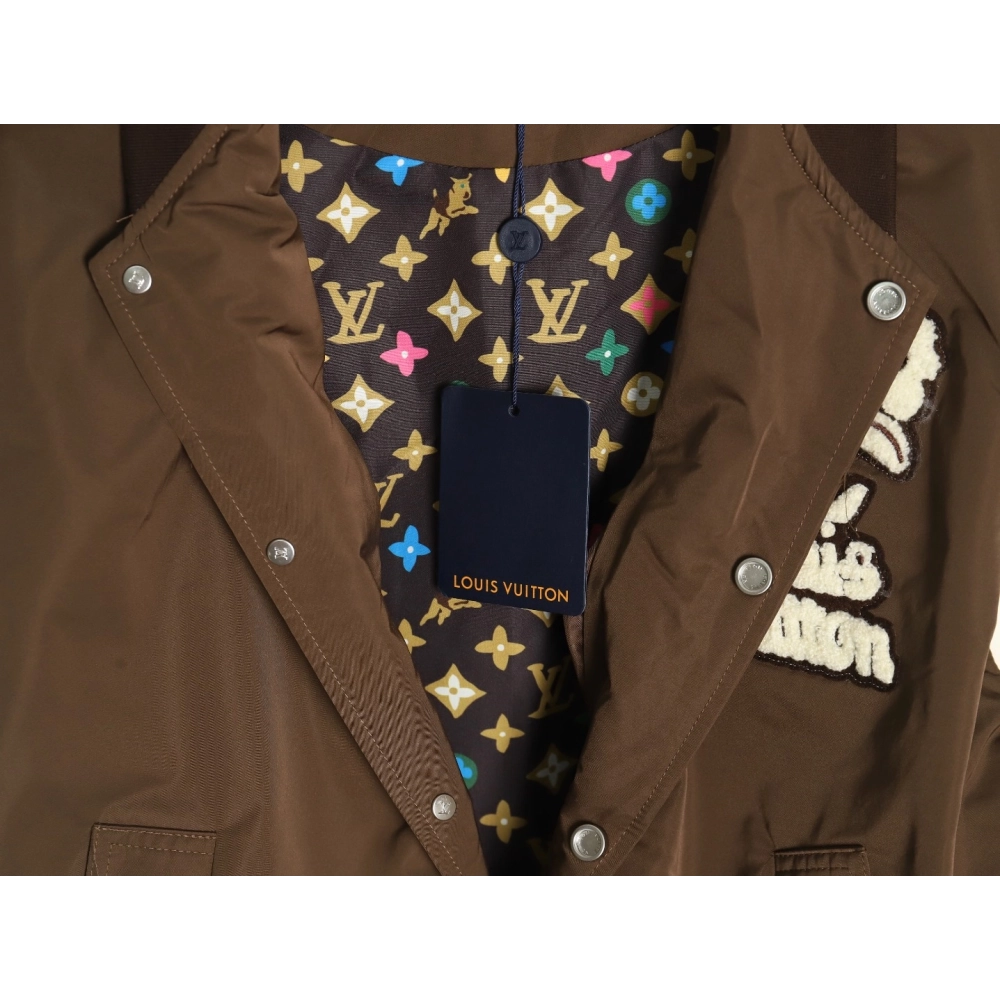Louis Vuitton floral patch baseball jacket,Cheap Replica Reps Louis Vuitton