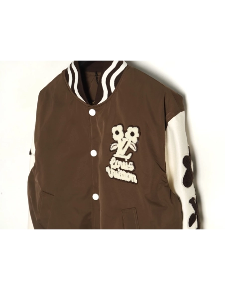 Louis Vuitton floral patch baseball jacket,Cheap Replica Reps Louis Vuitton