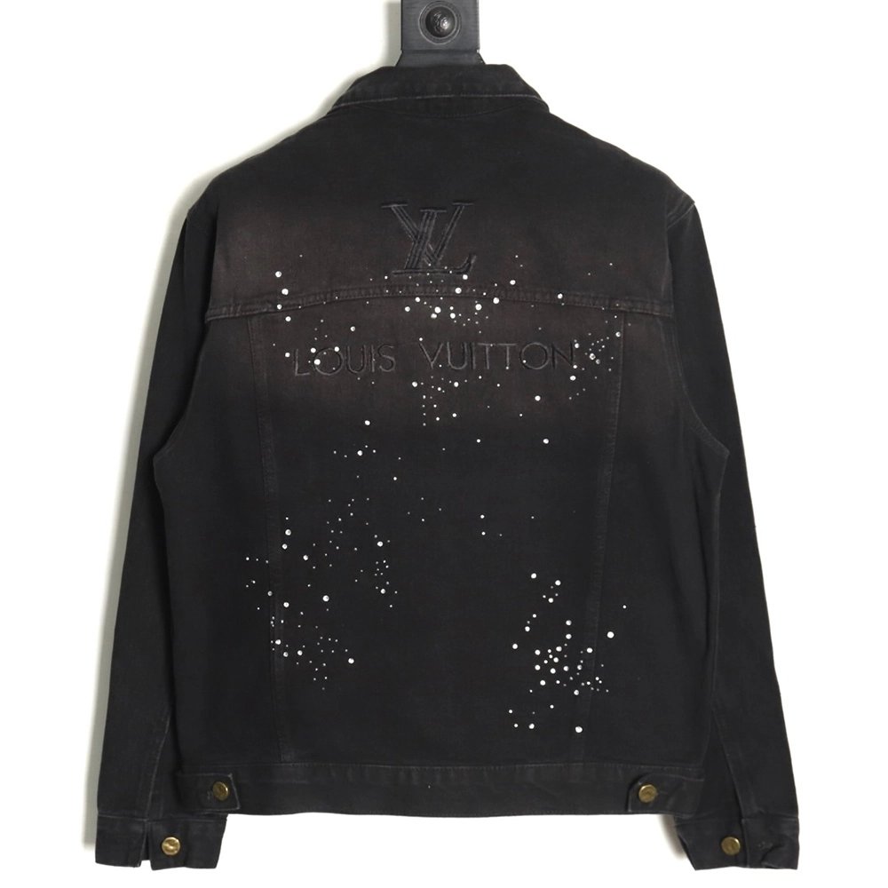 Louis Vuitton Gypsophila hot diamond embroidery denim jacket TSK1,Cheap Replica Reps Louis Vuitton