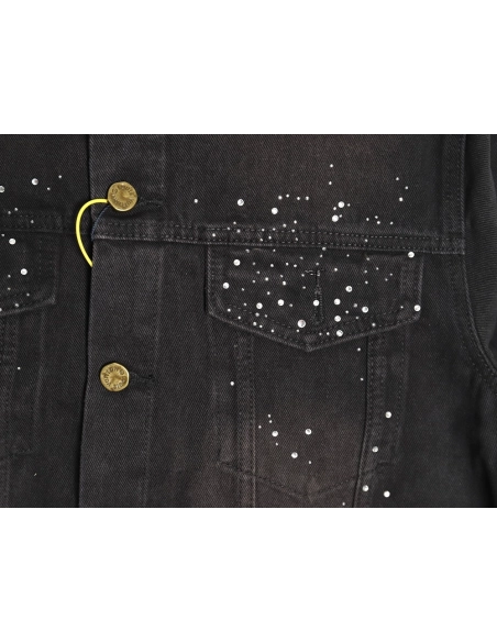 Louis Vuitton Gypsophila hot diamond embroidery denim jacket TSK1,Cheap Replica Reps Louis Vuitton