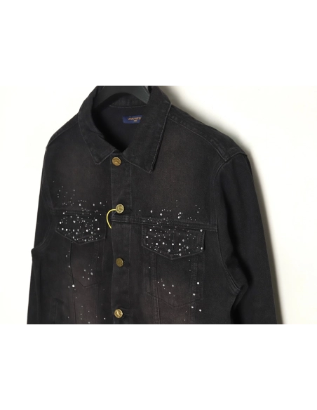 Louis Vuitton Gypsophila hot diamond embroidery denim jacket TSK1,Cheap Replica Reps Louis Vuitton