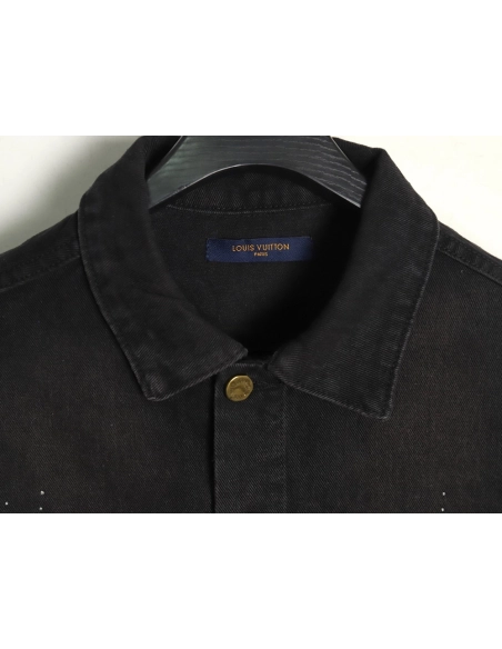 Louis Vuitton Gypsophila hot diamond embroidery denim jacket TSK1,Cheap Replica Reps Louis Vuitton