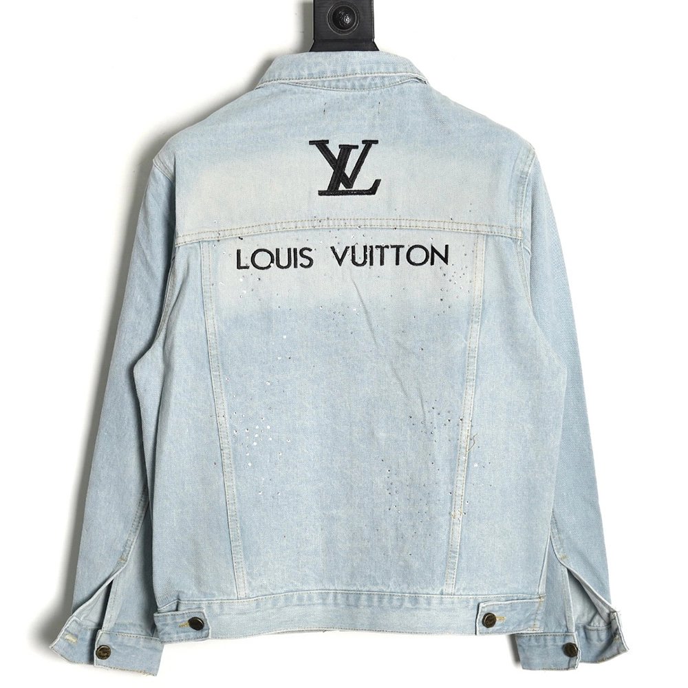Louis Vuitton Gypsophila hot diamond embroidery denim jacket,Cheap Replica Reps Louis Vuitton