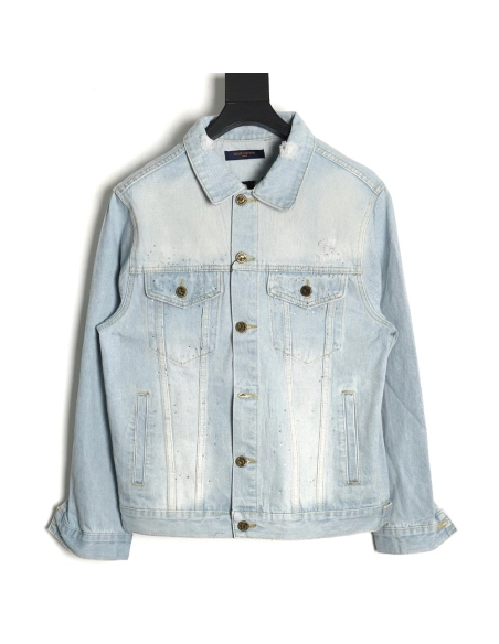 Louis Vuitton Gypsophila hot diamond embroidery denim jacket,Cheap Replica Reps Louis Vuitton