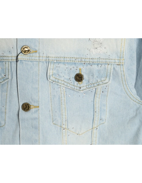 Louis Vuitton Gypsophila hot diamond embroidery denim jacket,Cheap Replica Reps Louis Vuitton