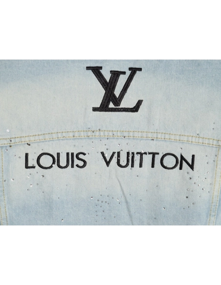 Louis Vuitton Gypsophila hot diamond embroidery denim jacket,Cheap Replica Reps Louis Vuitton
