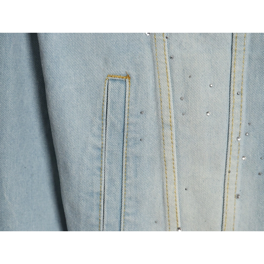 Louis Vuitton Gypsophila hot diamond embroidery denim jacket,Cheap Replica Reps Louis Vuitton