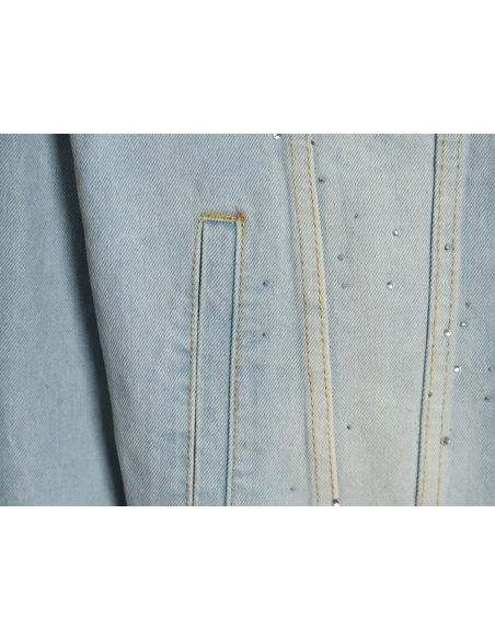 Louis Vuitton Gypsophila hot diamond embroidery denim jacket,Cheap Replica Reps Louis Vuitton