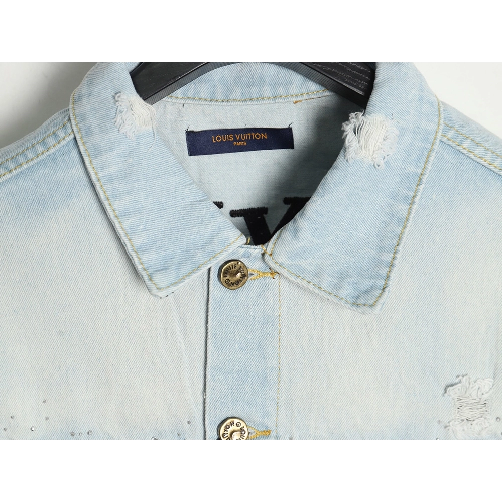 Louis Vuitton Gypsophila hot diamond embroidery denim jacket,Cheap Replica Reps Louis Vuitton