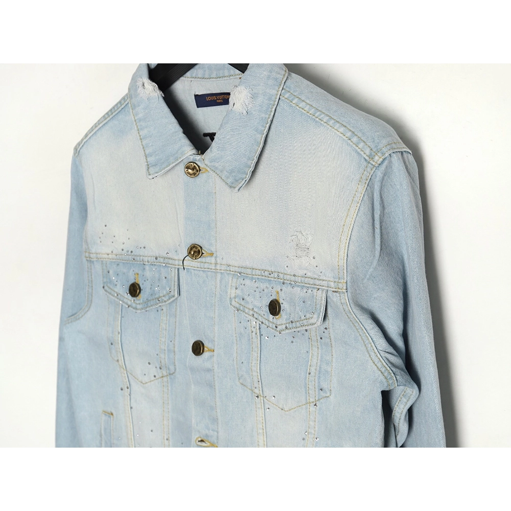 Louis Vuitton Gypsophila hot diamond embroidery denim jacket,Cheap Replica Reps Louis Vuitton