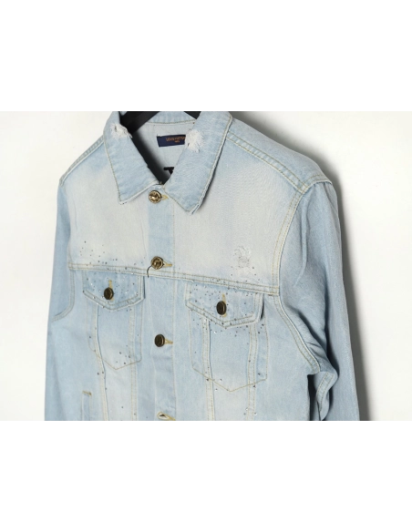 Louis Vuitton Gypsophila hot diamond embroidery denim jacket,Cheap Replica Reps Louis Vuitton