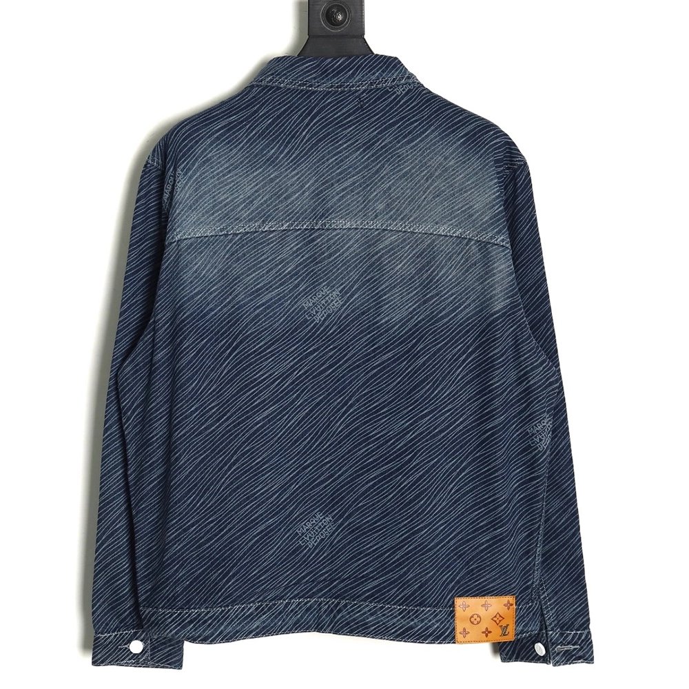 Louis Vuitton diagonal striped lettering denim jacket,Cheap Replica Reps Louis Vuitton