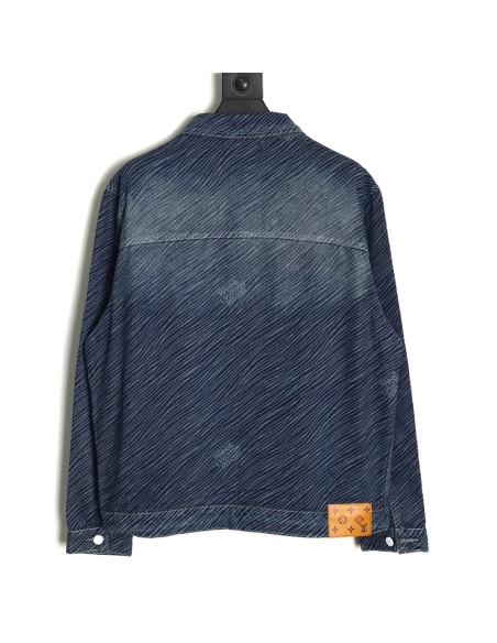 Louis Vuitton diagonal striped lettering denim jacket,Cheap Replica Reps Louis Vuitton