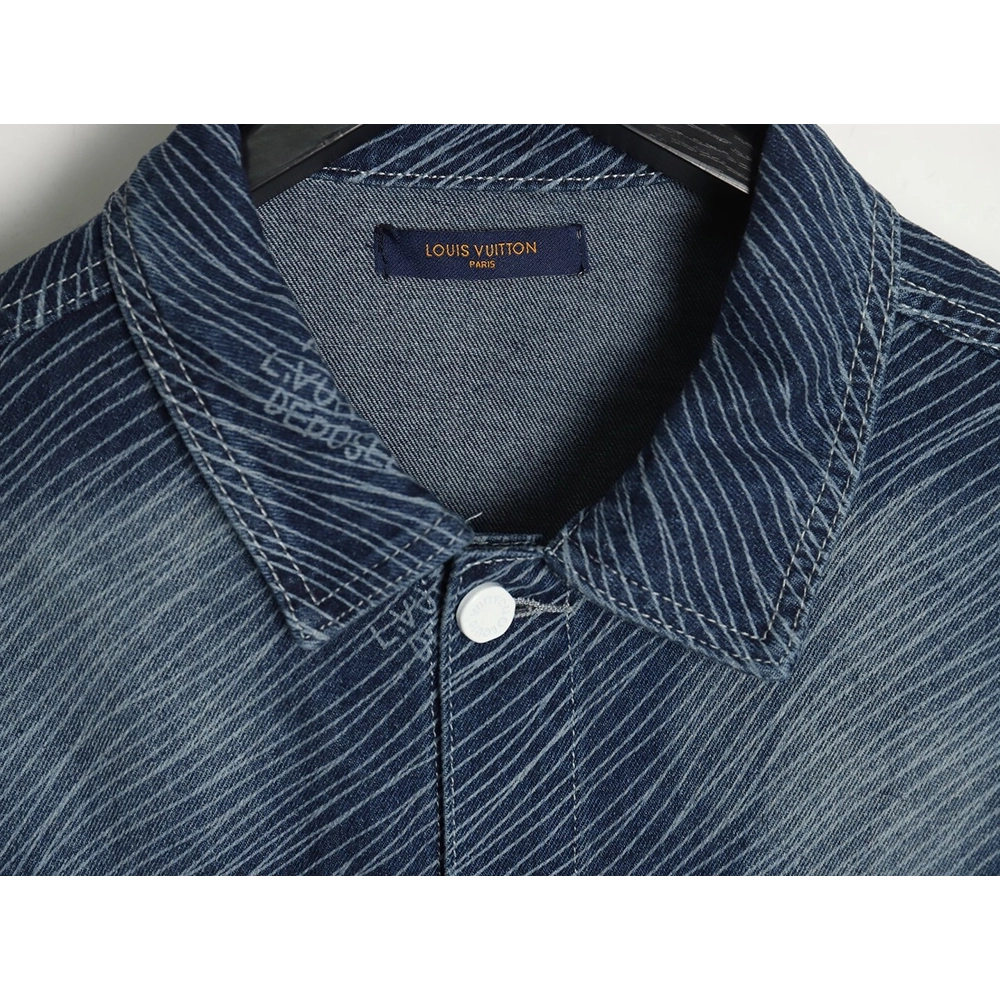 Louis Vuitton diagonal striped lettering denim jacket,Cheap Replica Reps Louis Vuitton