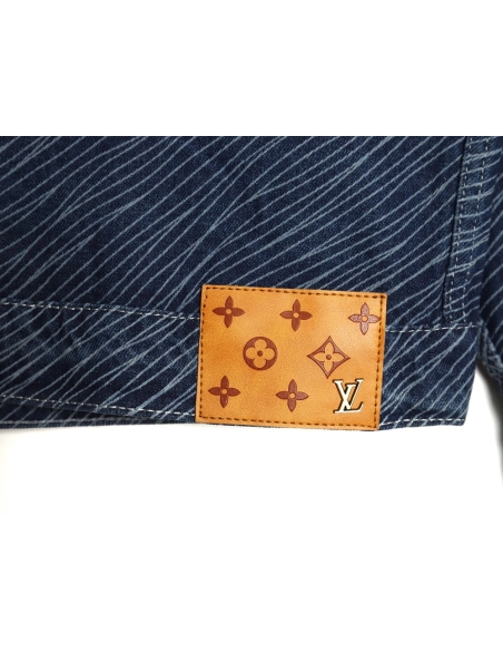 Louis Vuitton diagonal striped lettering denim jacket,Cheap Replica Reps Louis Vuitton