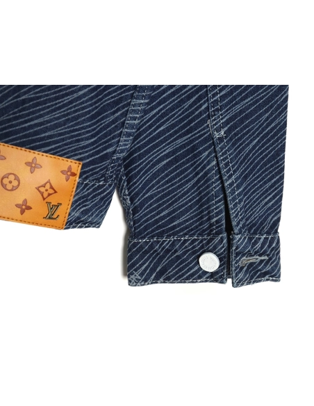 Louis Vuitton diagonal striped lettering denim jacket,Cheap Replica Reps Louis Vuitton