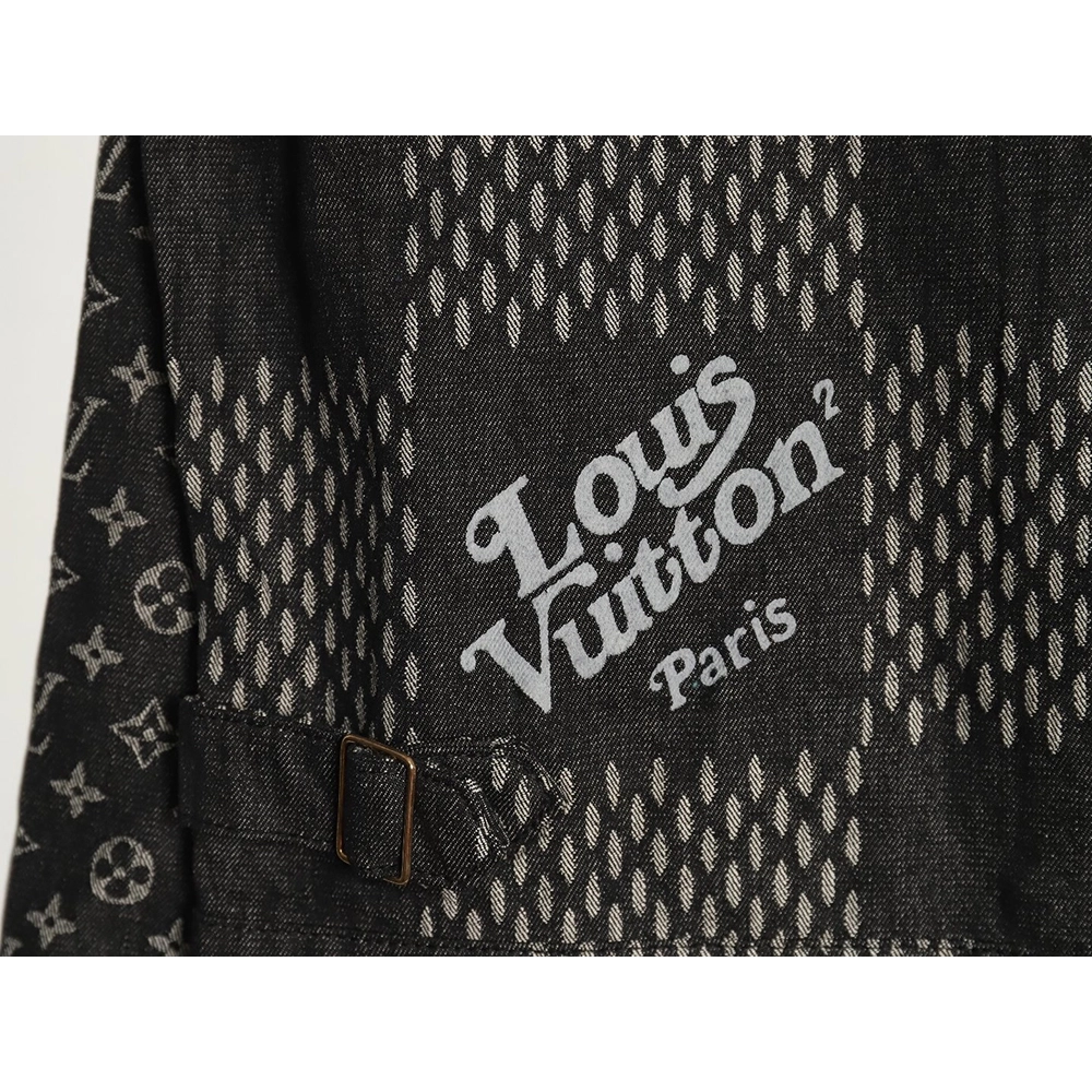 Louis Vuitton checkered floral denim longsleeved jacket TSK1,Cheap Replica Reps Louis Vuitton