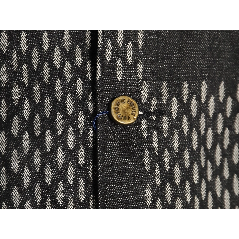 Louis Vuitton checkered floral denim longsleeved jacket TSK1,Cheap Replica Reps Louis Vuitton