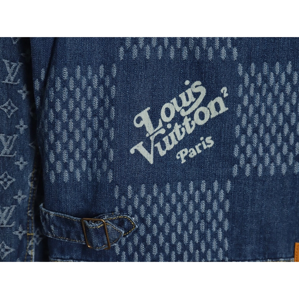 Louis Vuitton checkered floral denim longsleeved jacket,Cheap Replica Reps Louis Vuitton