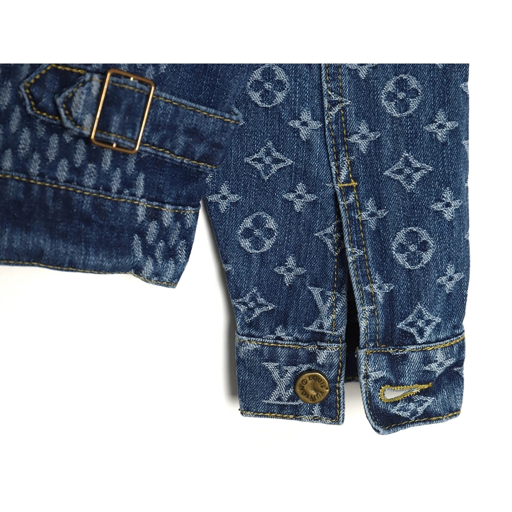 Louis Vuitton checkered floral denim longsleeved jacket,Cheap Replica Reps Louis Vuitton