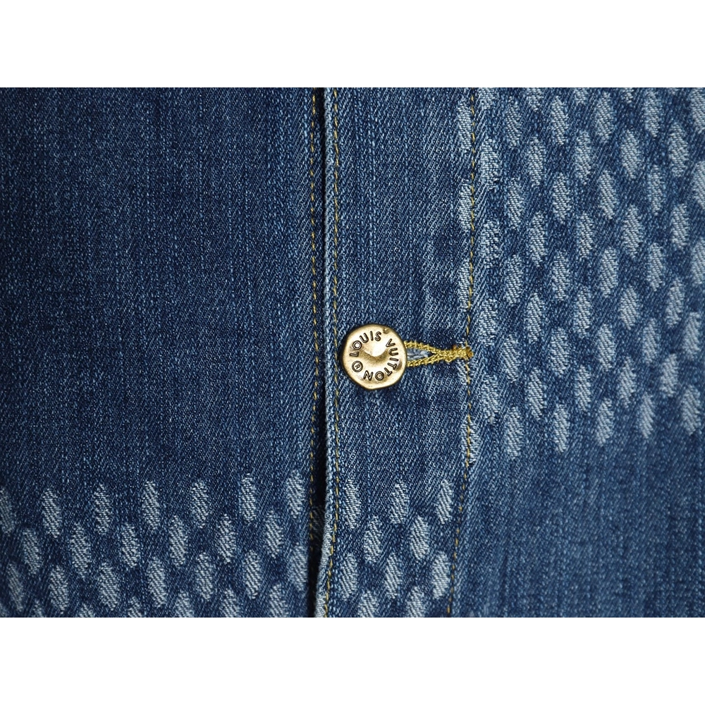 Louis Vuitton checkered floral denim longsleeved jacket,Cheap Replica Reps Louis Vuitton
