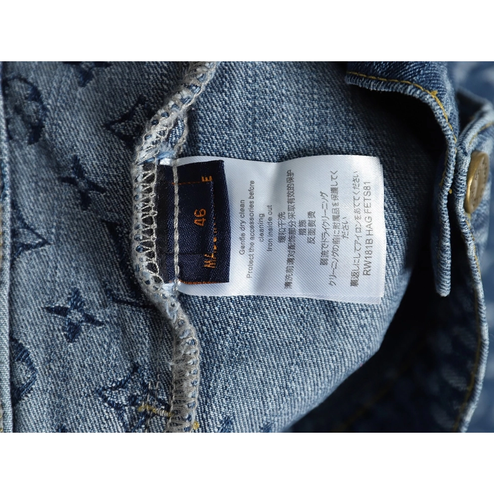 Louis Vuitton checkered floral denim longsleeved jacket,Cheap Replica Reps Louis Vuitton