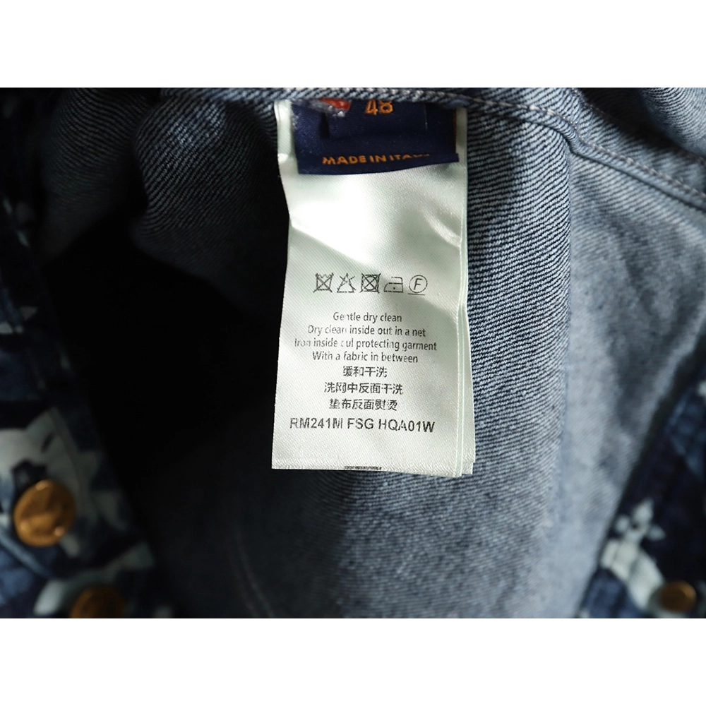 Louis Vuitton classic monogram peak collar blue denim jacket,Cheap Replica Reps Louis Vuitton