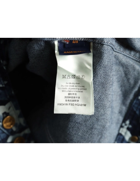 Louis Vuitton classic monogram peak collar blue denim jacket,Cheap Replica Reps Louis Vuitton