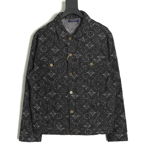 Louis Vuitton floral print denim jacket TSK1 4652,Cheap Replica Reps Louis Vuitton