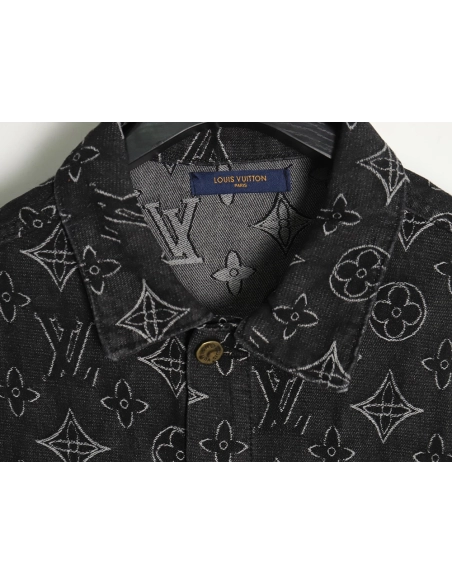 Louis Vuitton floral print denim jacket TSK1 4652,Cheap Replica Reps Louis Vuitton