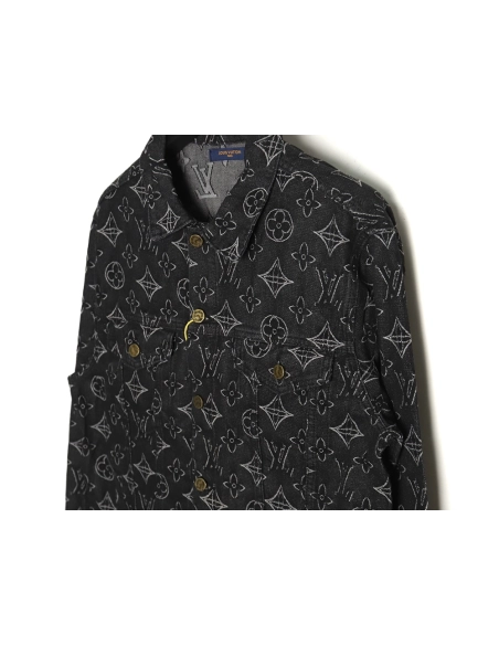 Louis Vuitton floral print denim jacket TSK1 4652,Cheap Replica Reps Louis Vuitton