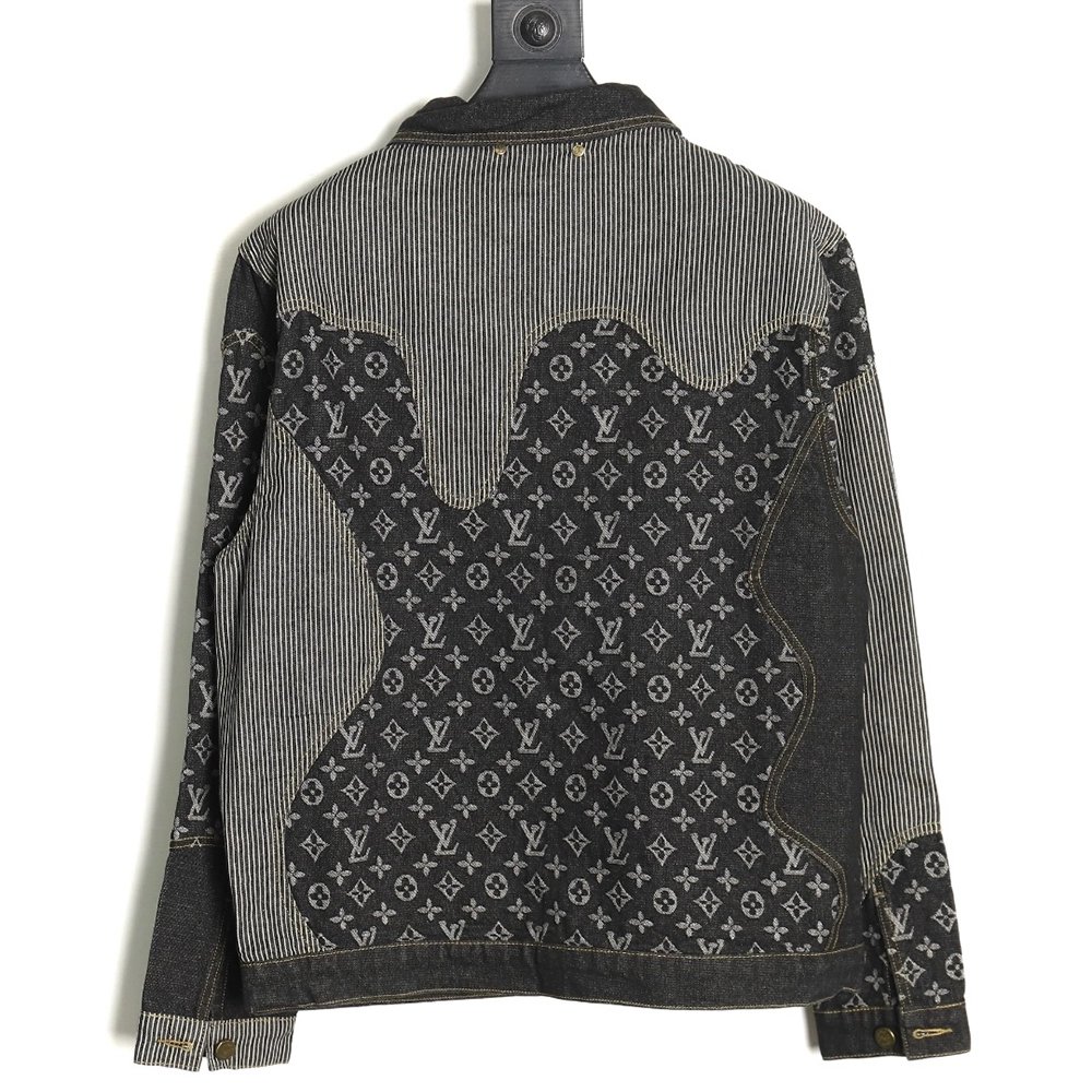 Louis vuitton patchwork contrast washed denim jacket 4652,Cheap Replica Reps Louis Vuitton