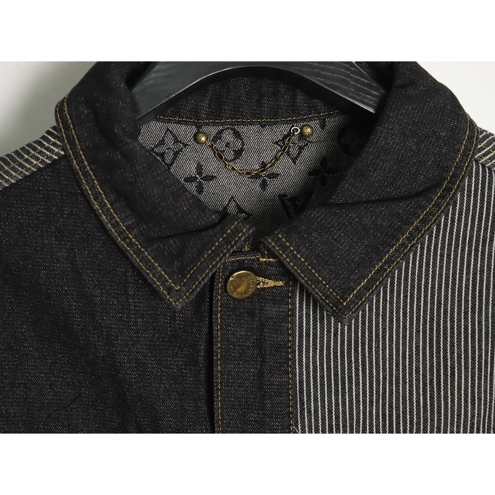 Louis vuitton patchwork contrast washed denim jacket 4652,Cheap Replica Reps Louis Vuitton