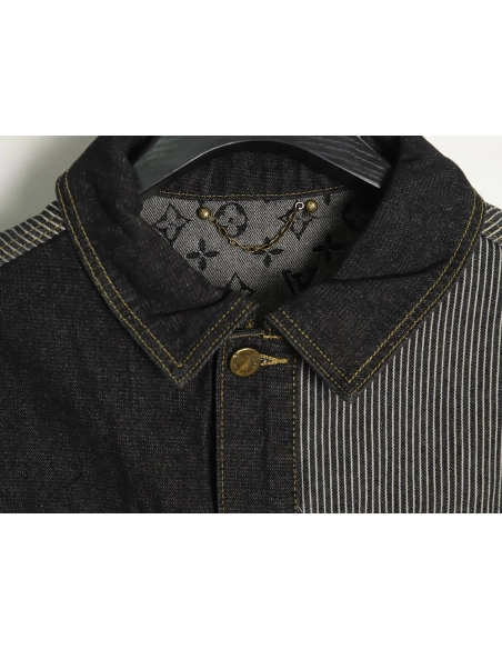 Louis vuitton patchwork contrast washed denim jacket 4652,Cheap Replica Reps Louis Vuitton