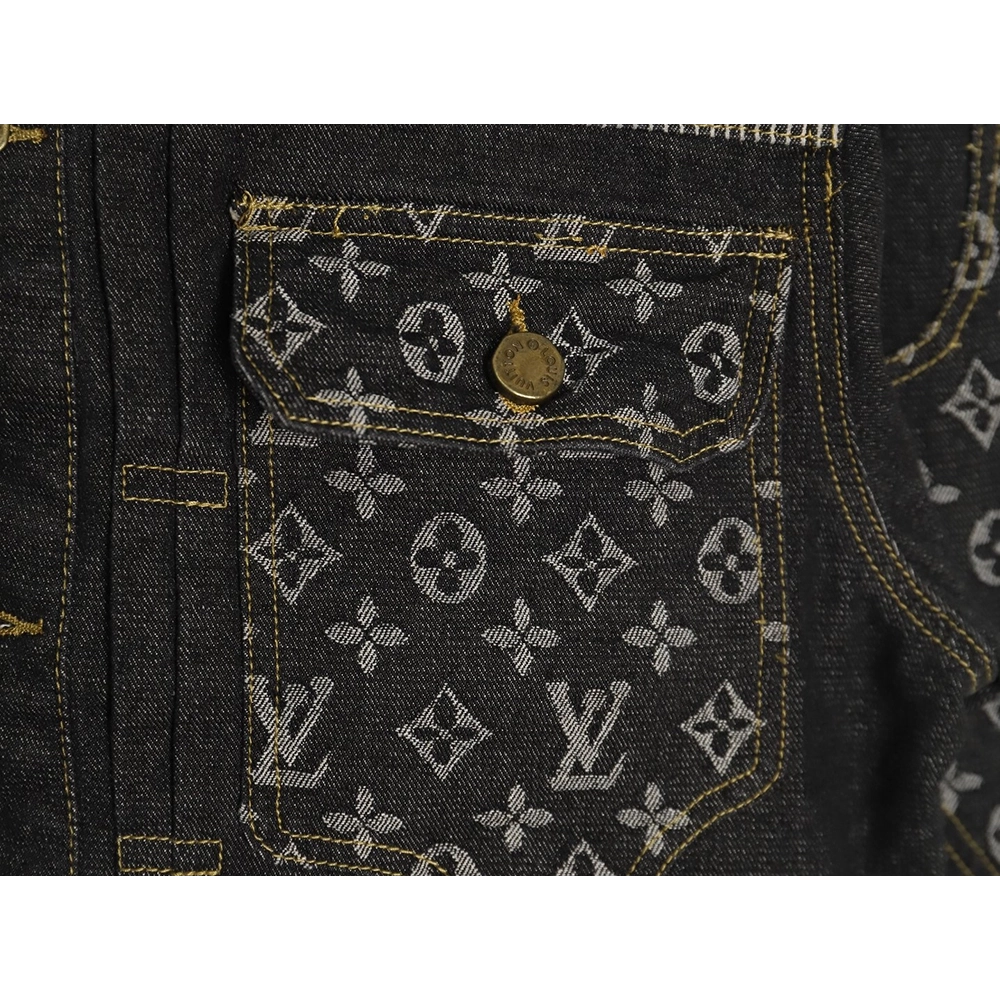 Louis vuitton patchwork contrast washed denim jacket 4652,Cheap Replica Reps Louis Vuitton