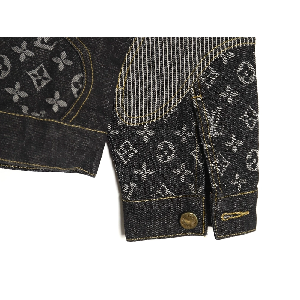 Louis vuitton patchwork contrast washed denim jacket 4652,Cheap Replica Reps Louis Vuitton
