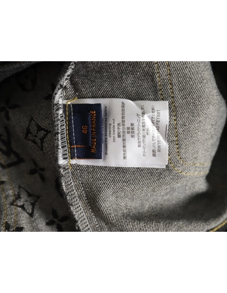 Louis vuitton patchwork contrast washed denim jacket 4652,Cheap Replica Reps Louis Vuitton