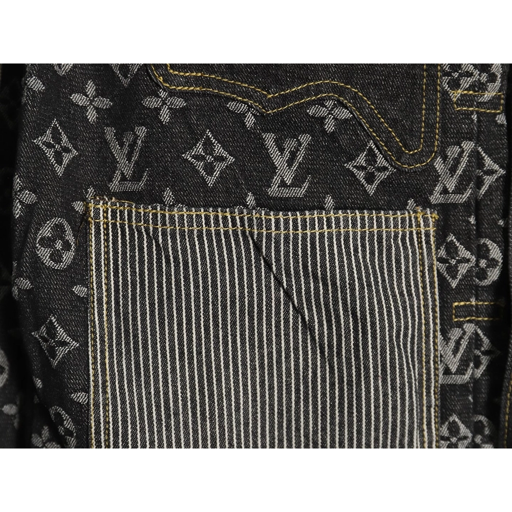 Louis vuitton patchwork contrast washed denim jacket 4652,Cheap Replica Reps Louis Vuitton