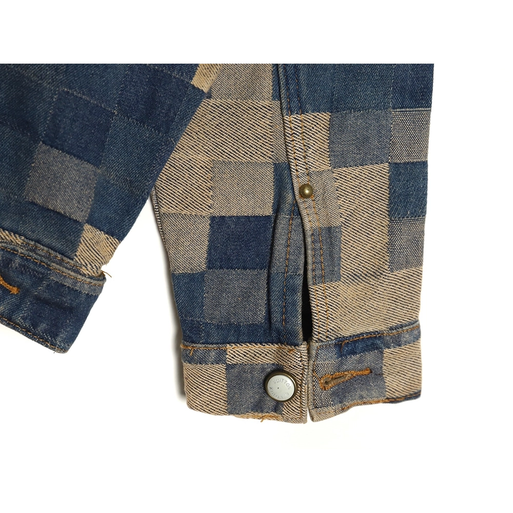 Louis Vuitton Pixel Checkerboard Denim Jacket 4652,Cheap Replica Reps Louis Vuitton
