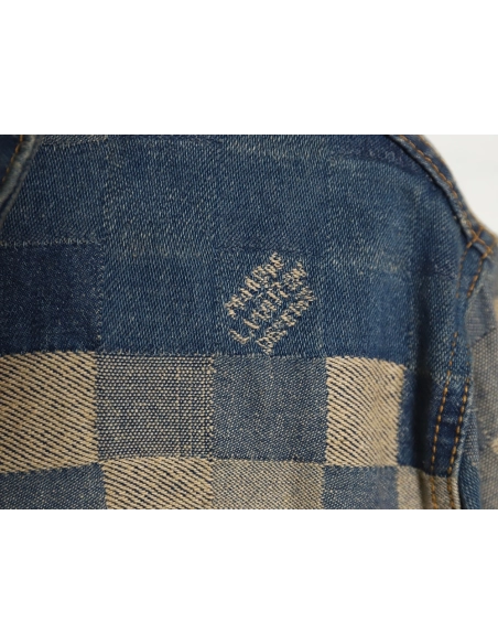 Louis Vuitton Pixel Checkerboard Denim Jacket 4652,Cheap Replica Reps Louis Vuitton
