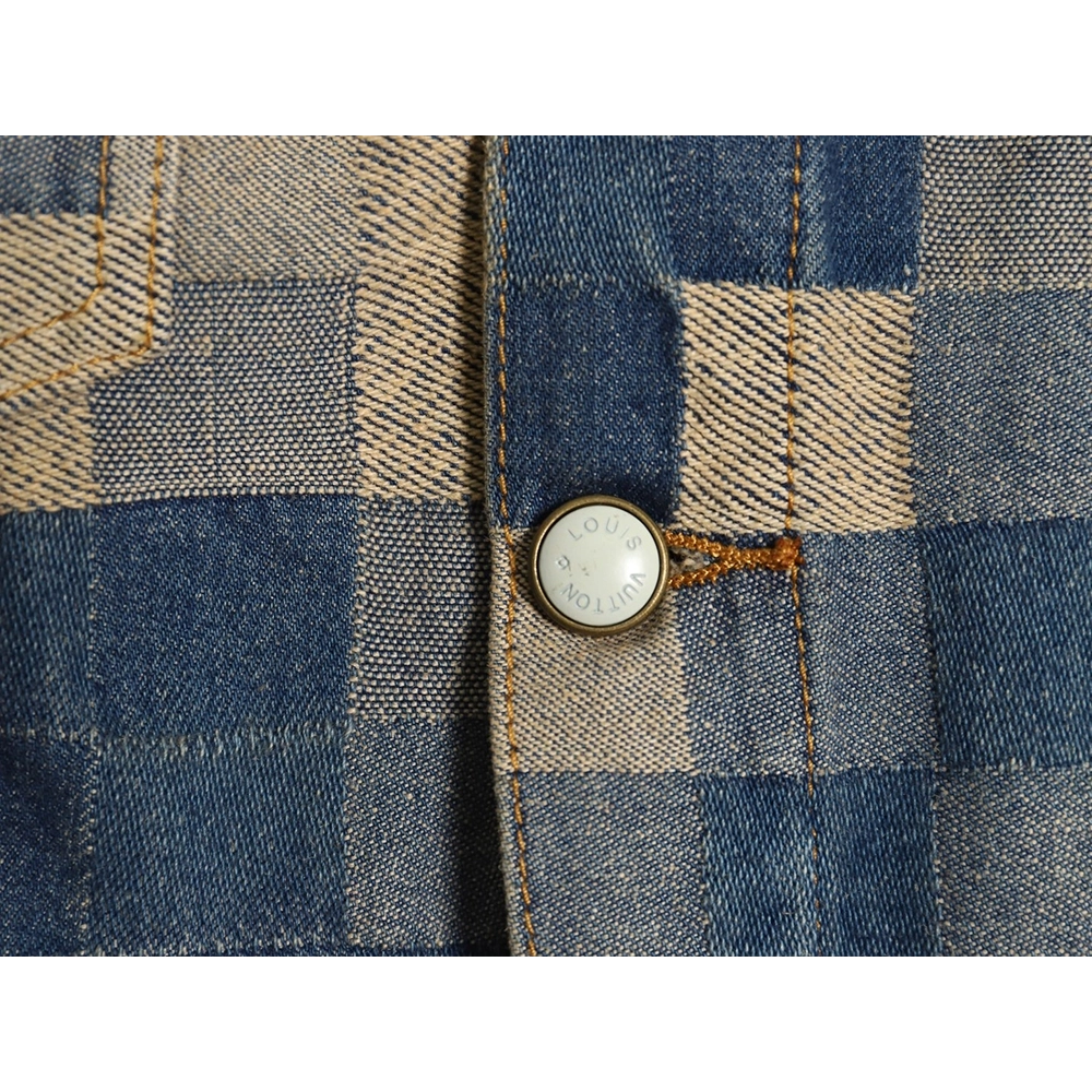 Louis Vuitton Pixel Checkerboard Denim Jacket 4652,Cheap Replica Reps Louis Vuitton