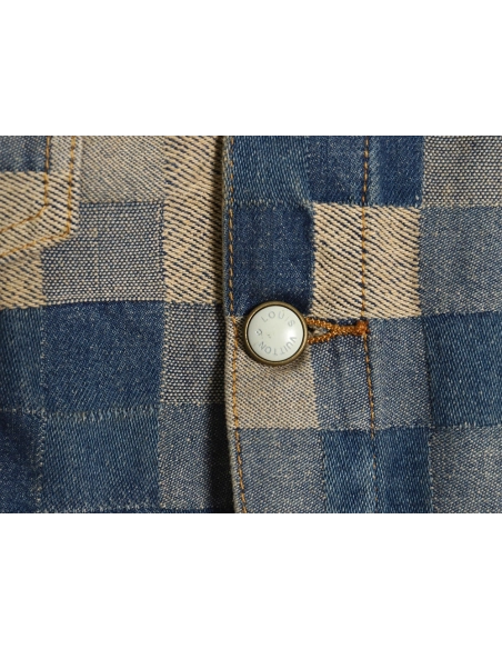 Louis Vuitton Pixel Checkerboard Denim Jacket 4652,Cheap Replica Reps Louis Vuitton