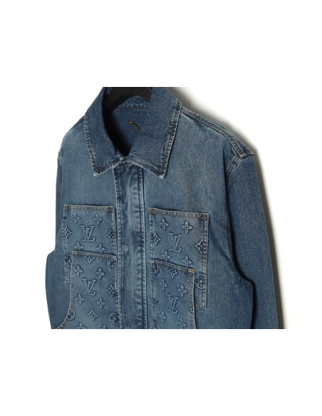 Louis Vuitton embossed monogram denim jacket 4652,Cheap Replica Reps Louis Vuitton