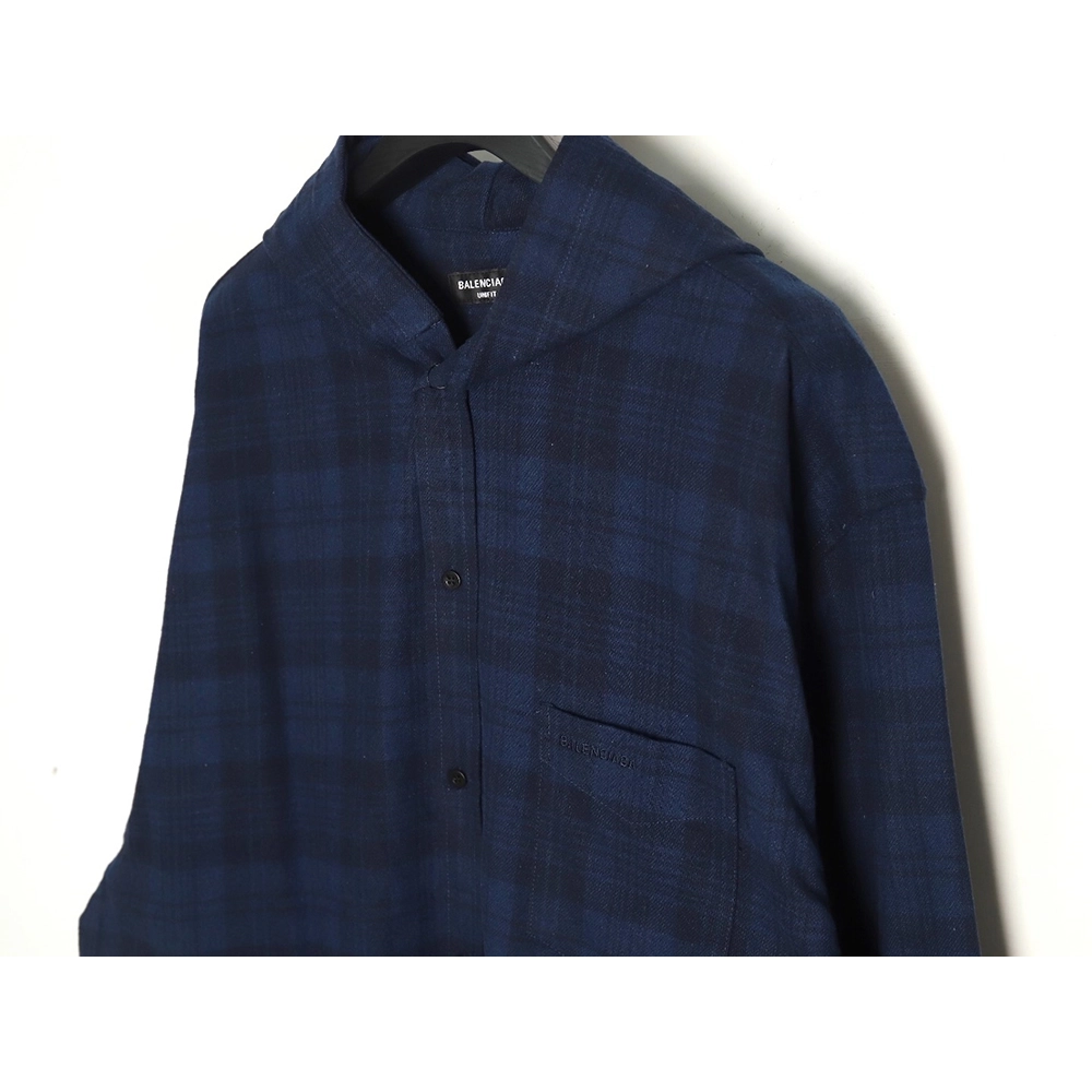 Balenciaga Flannel Check Hooded Jacket,Cheap Replica Reps Balenciaga