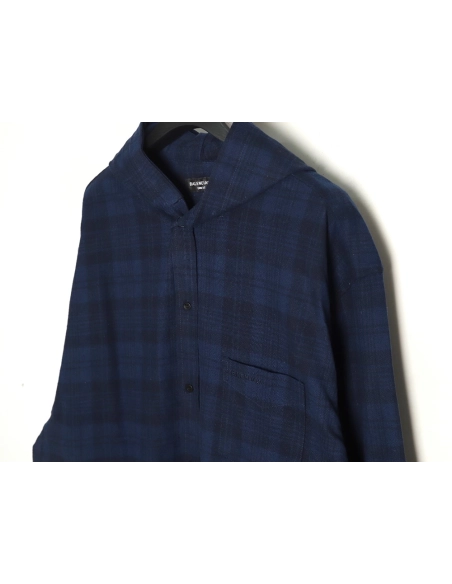 Balenciaga Flannel Check Hooded Jacket,Cheap Replica Reps Balenciaga