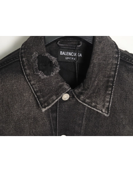 Balenciaga distressed lightning denim jacket,Cheap Replica Reps Balenciaga