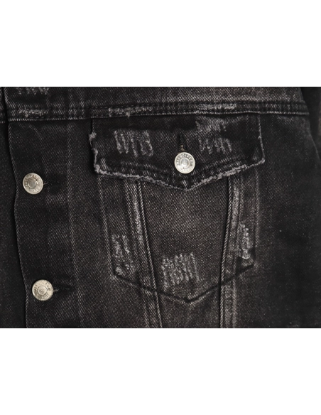 Balenciaga distressed lightning denim jacket,Cheap Replica Reps Balenciaga